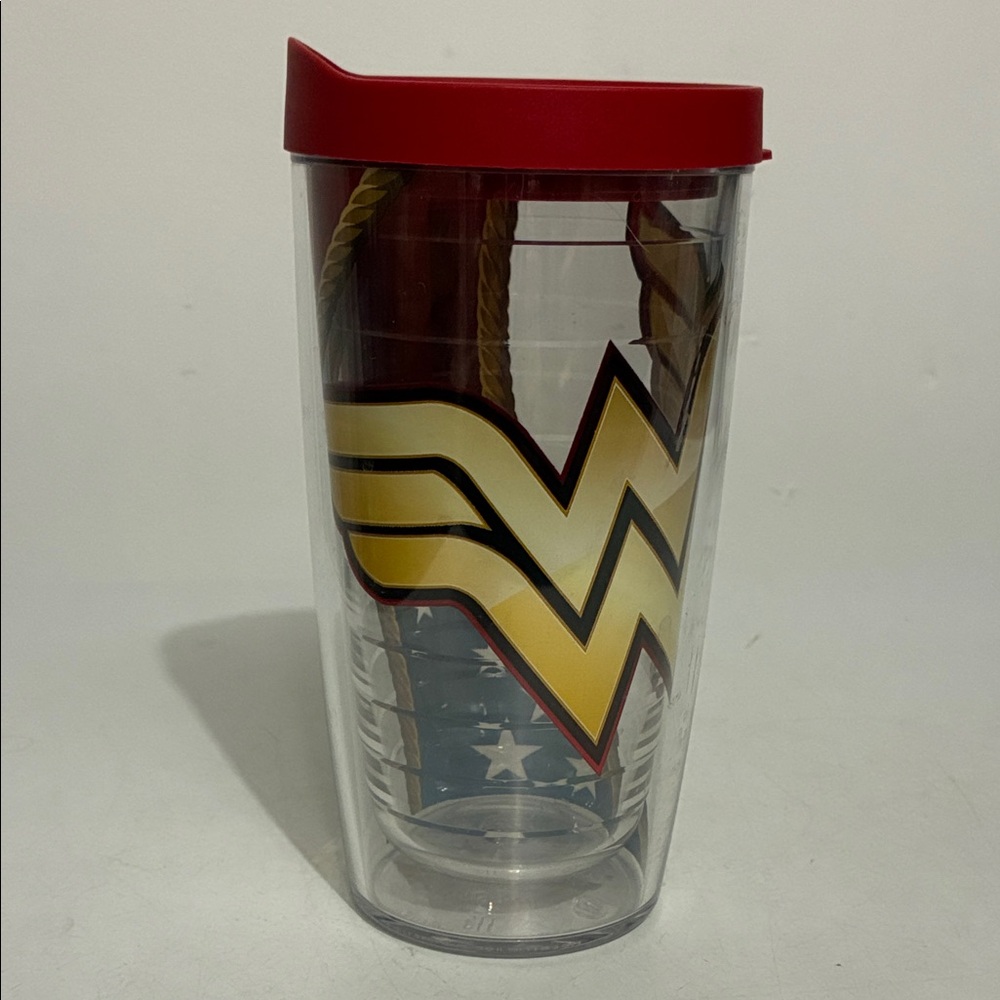 Wonder Woman Themed Tervis Tumbler  with Lid Red Blue Stars 16oz